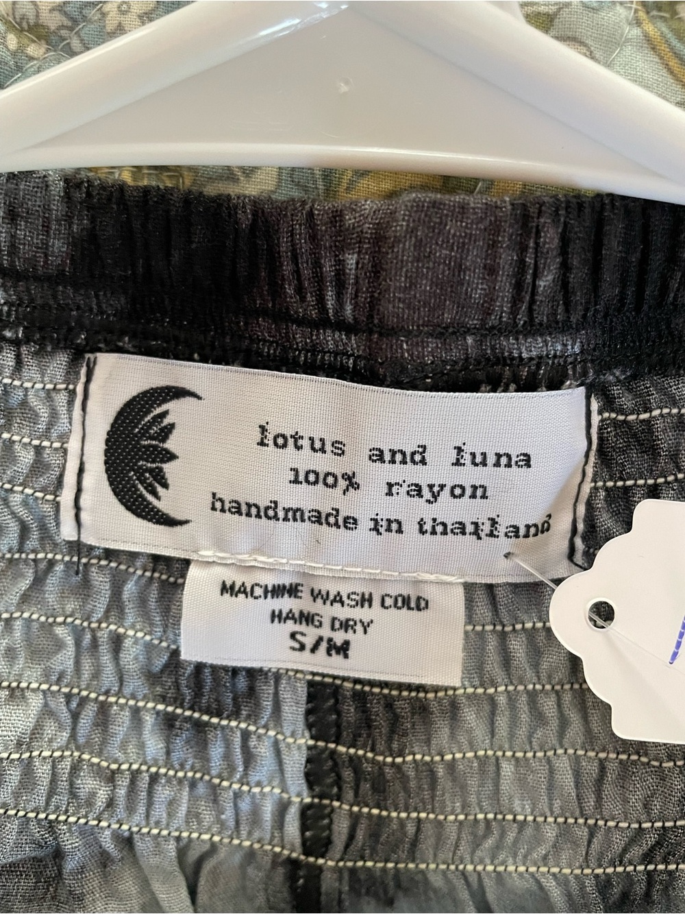 Lotus & Luna S/M Tie Dye Harem Pants Gray Black Rayon Boho Yoga - Picture 2 of 7